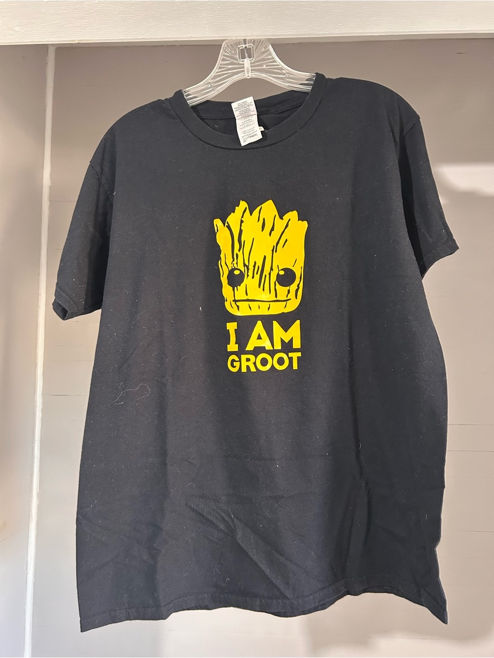 Gildan Black Men’s Tee with Yellow 'I Am Groot' Graphic